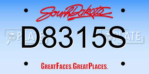 D8315S South Dakota License Plate