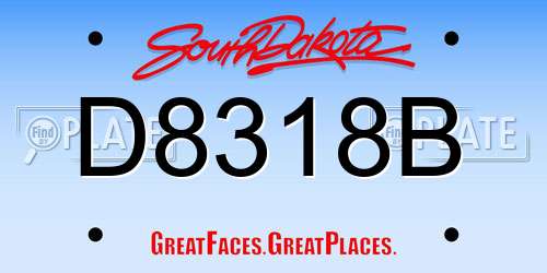 D8318B South Dakota License Plate