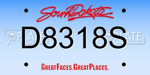 D8318S South Dakota License Plate