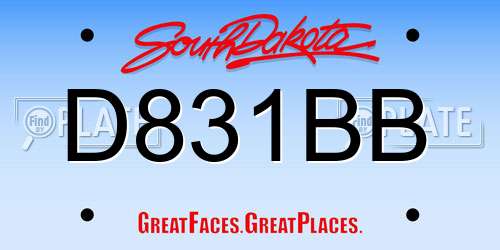 D831BB South Dakota License Plate