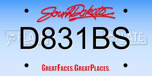 D831BS South Dakota License Plate