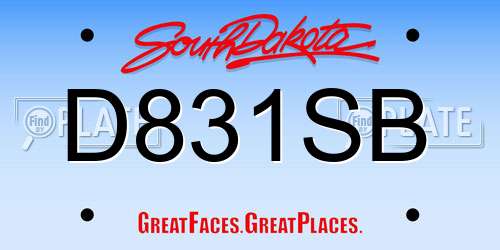 D831SB South Dakota License Plate
