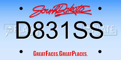D831SS South Dakota License Plate