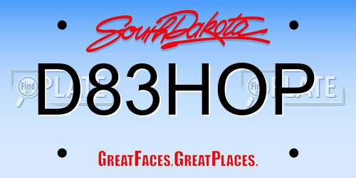 D83HOP South Dakota License Plate