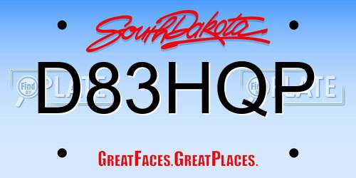D83HQP South Dakota License Plate
