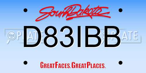 D83IBB South Dakota License Plate