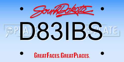 D83IBS South Dakota License Plate