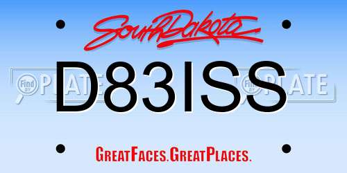 D83ISS South Dakota License Plate