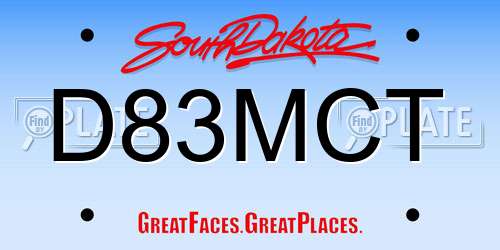 D83MCT South Dakota License Plate