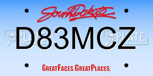 D83MCZ South Dakota License Plate