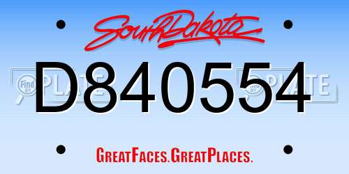 D840554 South Dakota License Plate