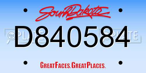 D840584 South Dakota License Plate