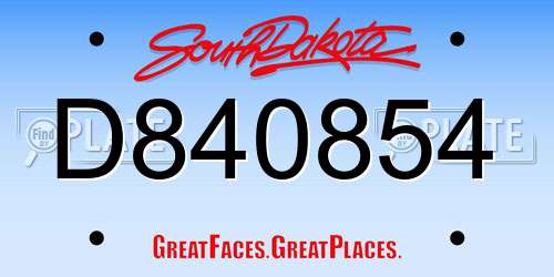 D840854 South Dakota License Plate