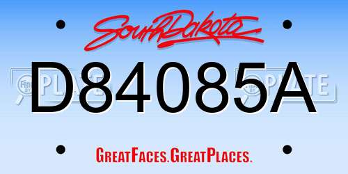 D84085A South Dakota License Plate