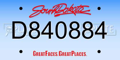 D840884 South Dakota License Plate