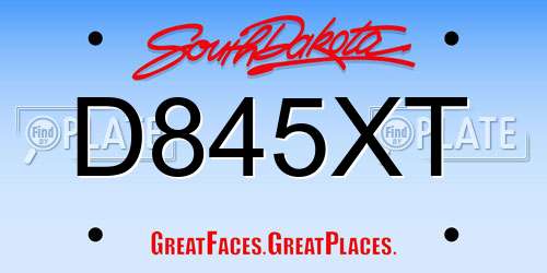 D845XT South Dakota License Plate