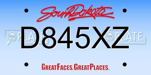 D845XZ South Dakota License Plate