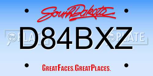 D84BXZ South Dakota License Plate