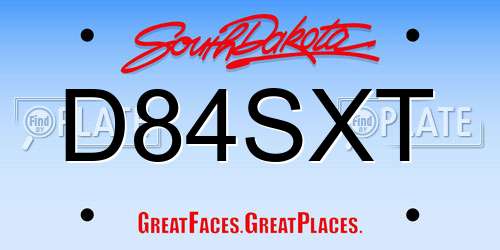 D84SXT South Dakota License Plate