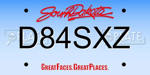 D84SXZ South Dakota License Plate