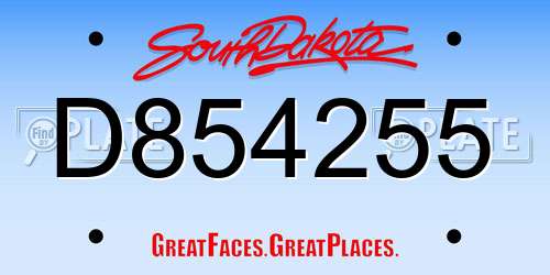 D854255 South Dakota License Plate