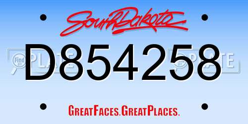 D854258 South Dakota License Plate