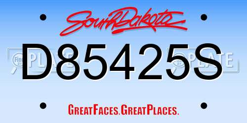 D85425S South Dakota License Plate