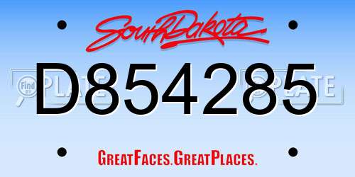 D854285 South Dakota License Plate