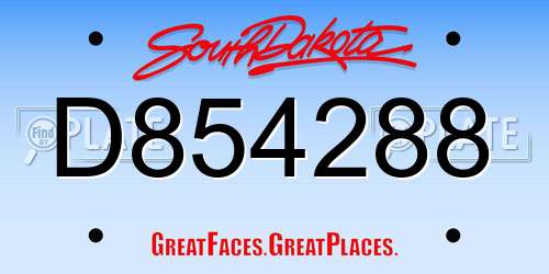 D854288 South Dakota License Plate