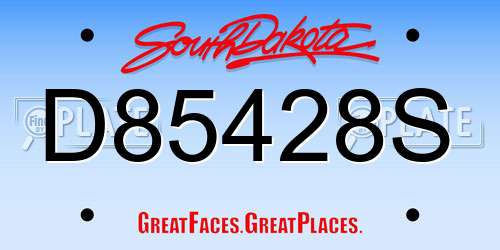D85428S South Dakota License Plate