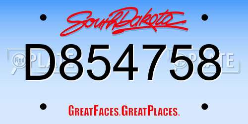 D854758 South Dakota License Plate