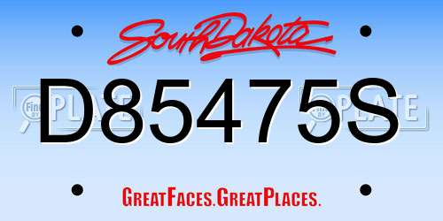 D85475S South Dakota License Plate