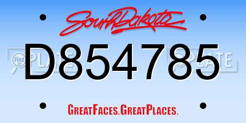 D854785 South Dakota License Plate