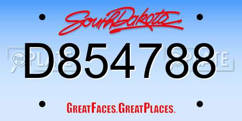 D854788 South Dakota License Plate