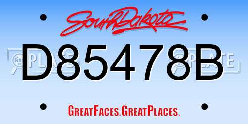 D85478B South Dakota License Plate