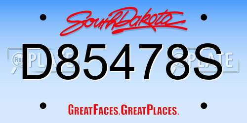 D85478S South Dakota License Plate