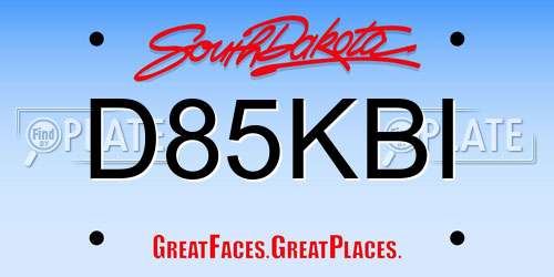 D85KBI South Dakota License Plate