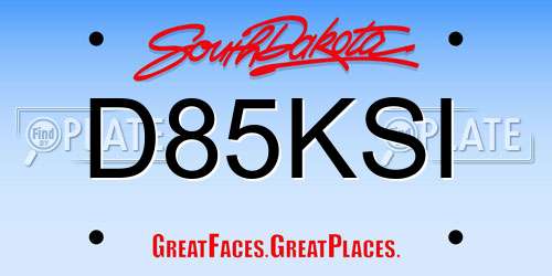 D85KSI South Dakota License Plate