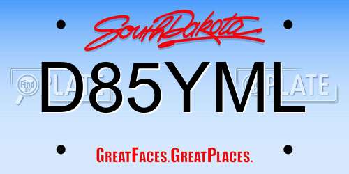 D85YML South Dakota License Plate