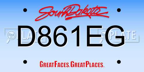D861EG South Dakota License Plate
