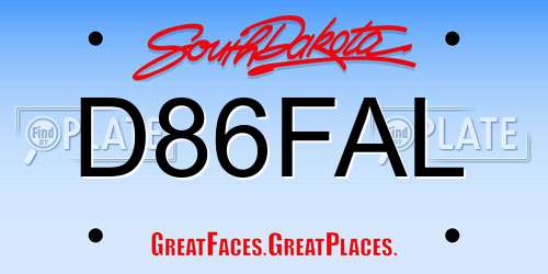 D86FAL South Dakota License Plate