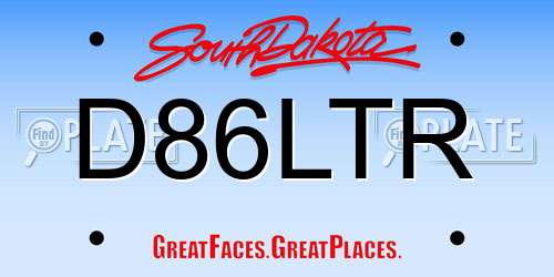 D86LTR South Dakota License Plate