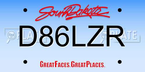 D86LZR South Dakota License Plate