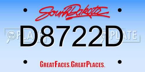 D8722D South Dakota License Plate