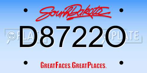 D8722O South Dakota License Plate