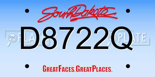D8722Q South Dakota License Plate