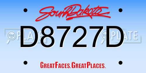 D8727D South Dakota License Plate
