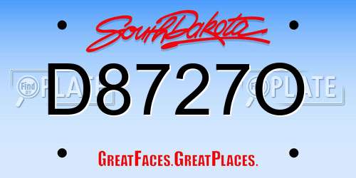 D8727O South Dakota License Plate