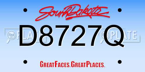 D8727Q South Dakota License Plate