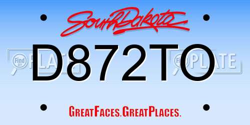 D872TO South Dakota License Plate